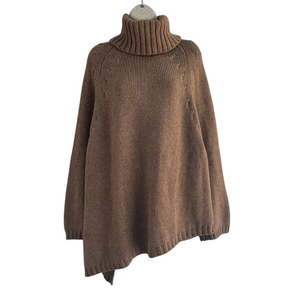 Vintage Escada Cashmere Silk Asymmetrical Turtleneck Sweater Tan EU 44 Large 14 - Picture 1 of 12